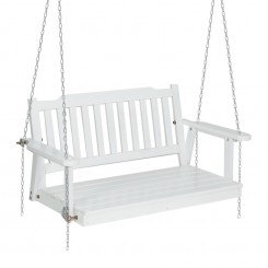 Gardeon Porch Swing Chair with Chain Garden Bench Outdoor Furniture Wooden - White